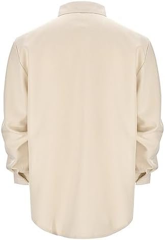 Men's Casual Autumn Long Sleeve Loose Fit Linen Button Down Shirt Mens Dress Shits