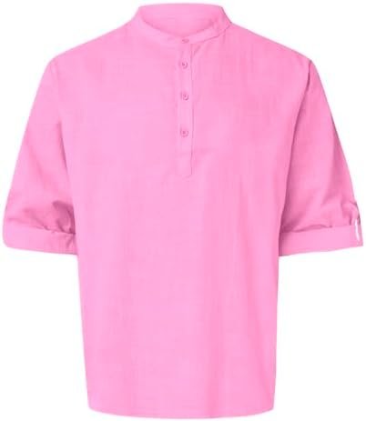 Mens Holiday Seaside Leisure Button Stand Digital 3D Printed Shirt Long Sleeve Top Log Sleeve T Shirts for Men