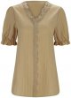 Women Summer Lace V Neck Plain Lace Elegant Shirt Fashion Solid Elegant Blouse Short Womens Tan Tops and